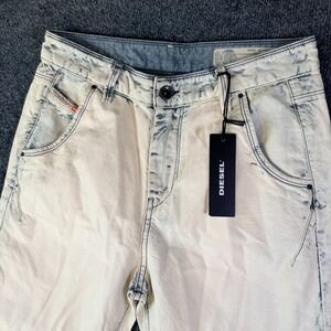 Diesel Fayza-Evo Relaxed Fit Boyfriend Jeans Womens 29x25.5 White Blue Low Waist